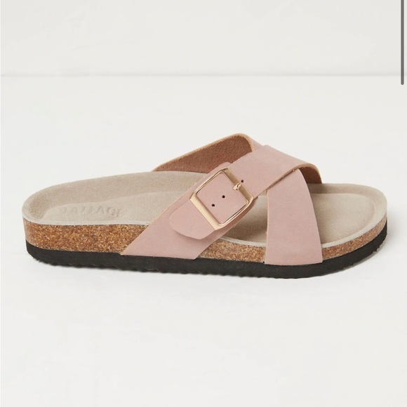 NEW FatFace Rose Pink 100% Leather Sandals - Picture 1 of 7
